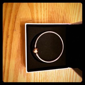 Authentic Pandora bangle. Silver and Rose Gold